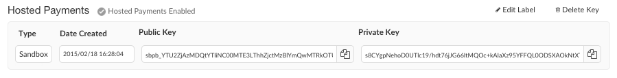 Hosted Payments Keys